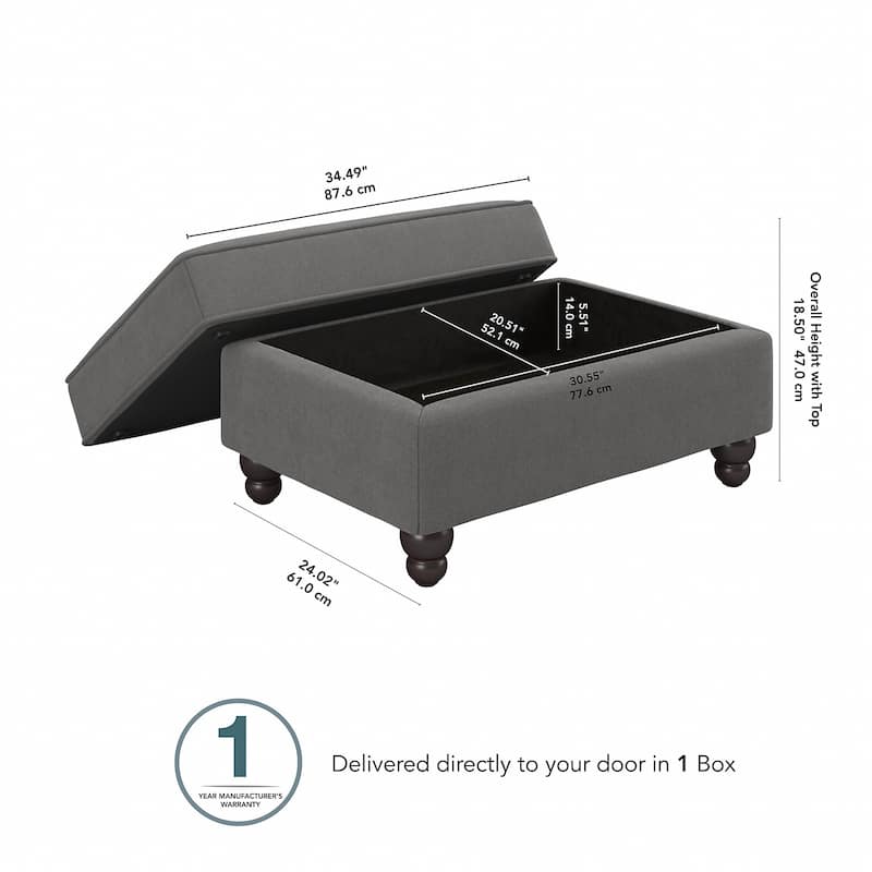 Bush Furniture Coventry Large Upholstered Storage Ottoman