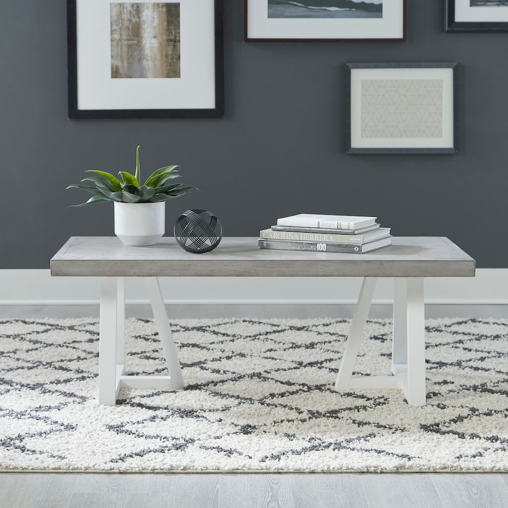 Palmetto Heights Two-Tone Shell White Driftwood Rectangular Cocktail Table