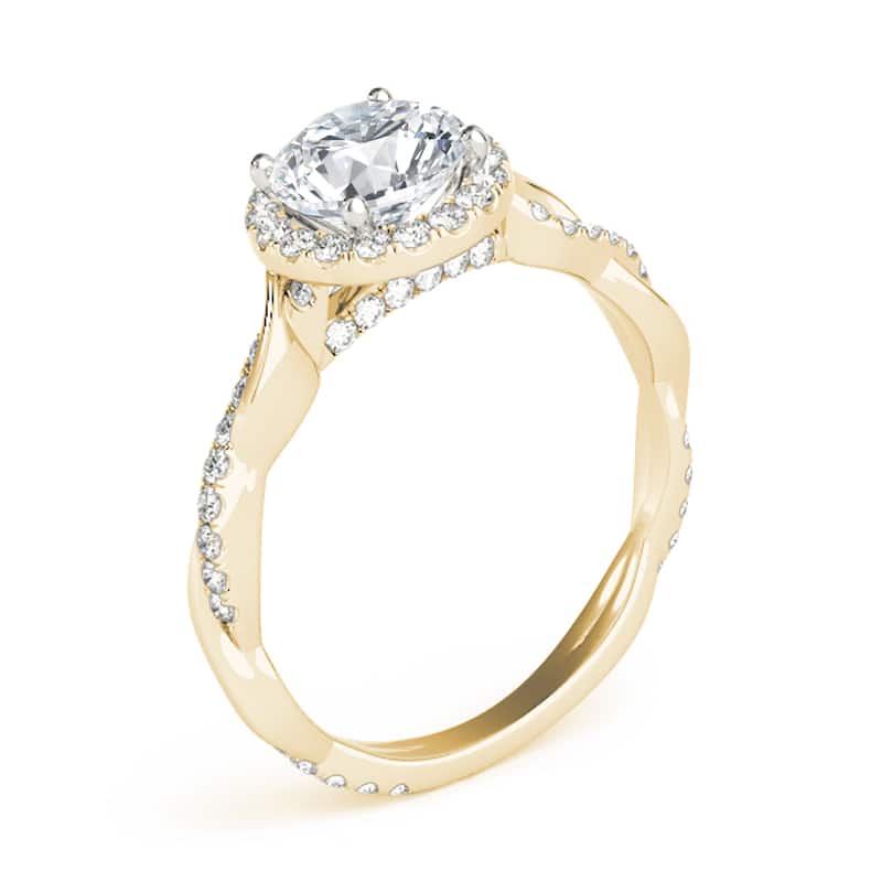 Auriya 14k-Yellow Gold Lab Grown Round Diamond Halo Engagement Ring 0.50 to 5.00 ct. tw. (F-G VS)