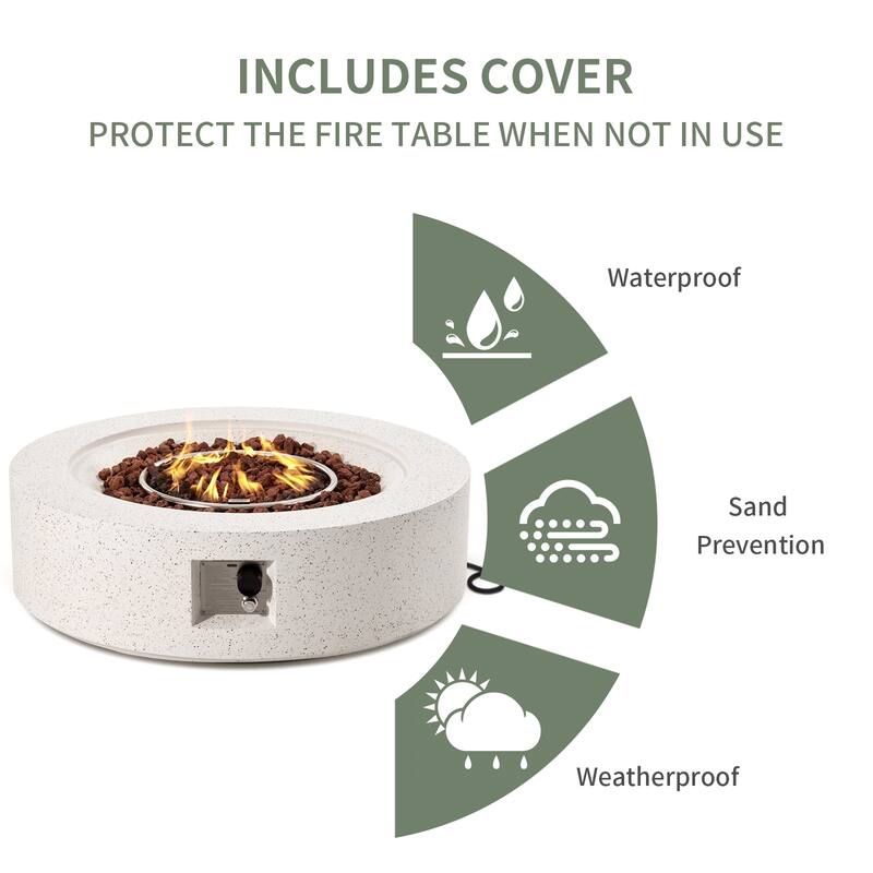 COSIEST Outdoor 41''Round Concrete Fire Pit Table with Tank