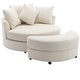preview thumbnail 56 of 57, Roomfitters Modern 360° Swivel Barrel Chair with Hidden Storage Ottoman, Chenille Upholstery and Four Pillows