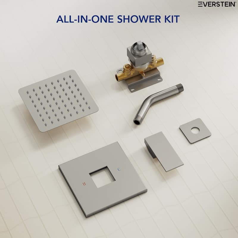 Stainless Steel Rainfall Shower Head, Single-Function Shower Faucet with Pressure-Balanced Valve