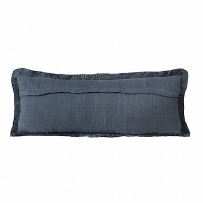 HomeRoots 14" X 36" Navy Blue 100% Cotton Zippered Pillow