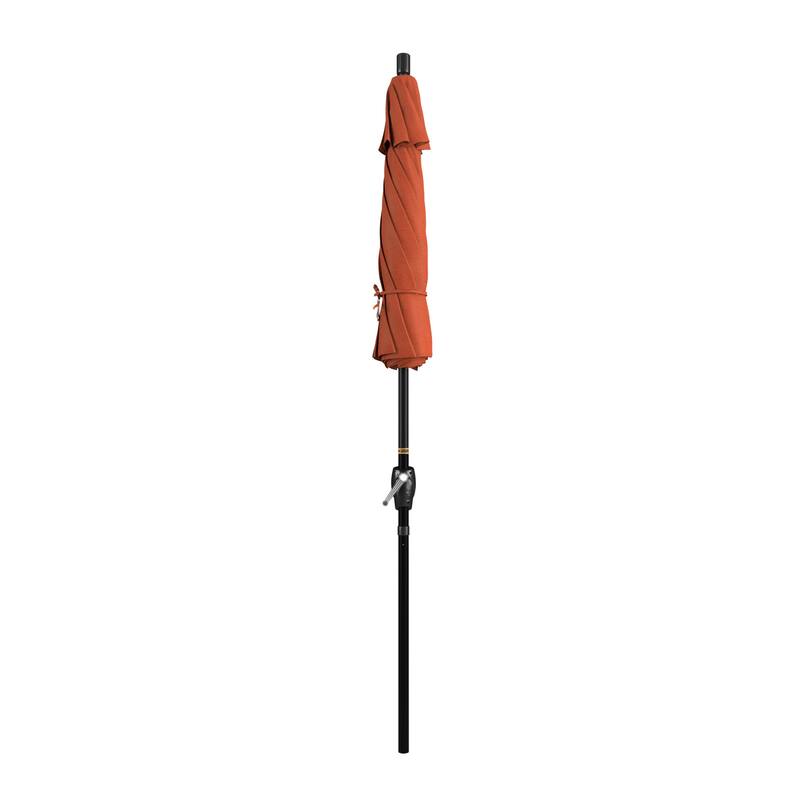 California Umbrella 75' Round Crank Lift Push Button Tilt Black Aluminum Patio Umbrella, Olefin