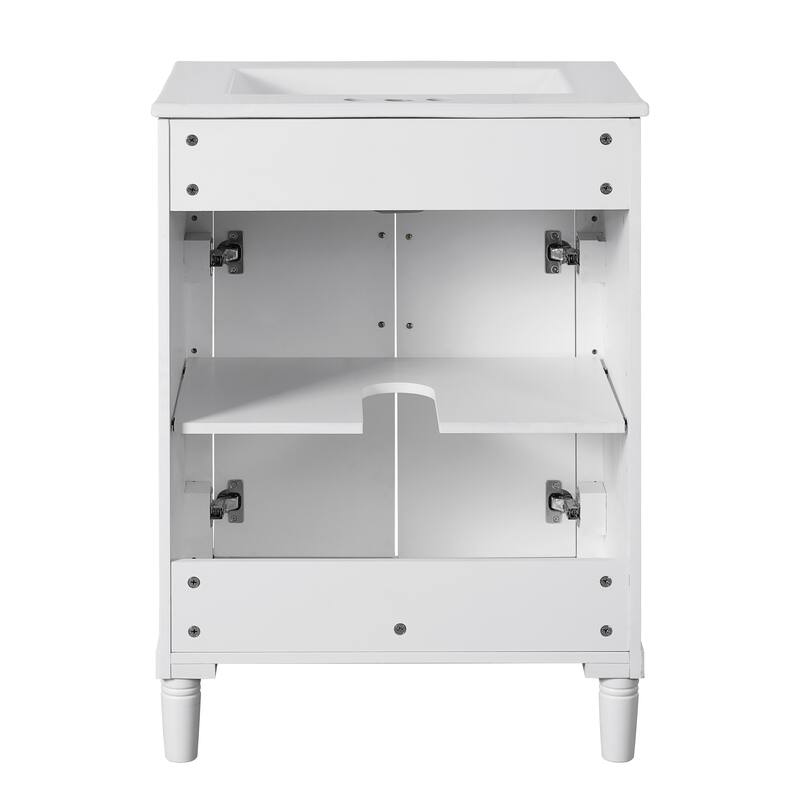 24'' Freestanding Bathroom Vanity with White Integrated Ceramic Sink - 24'' x 18.18'' x 34.95''