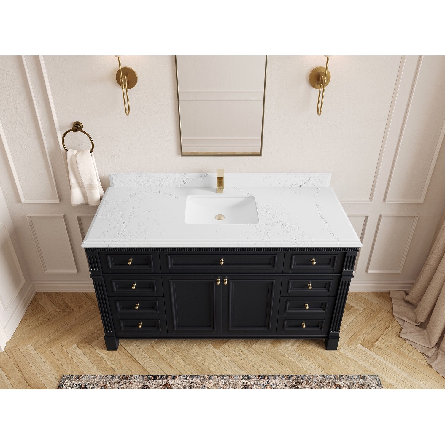 Willow Collections 60 in. W x 22 in. D Reeded Paris Single Sink Bathroom Vanity with Countertop
