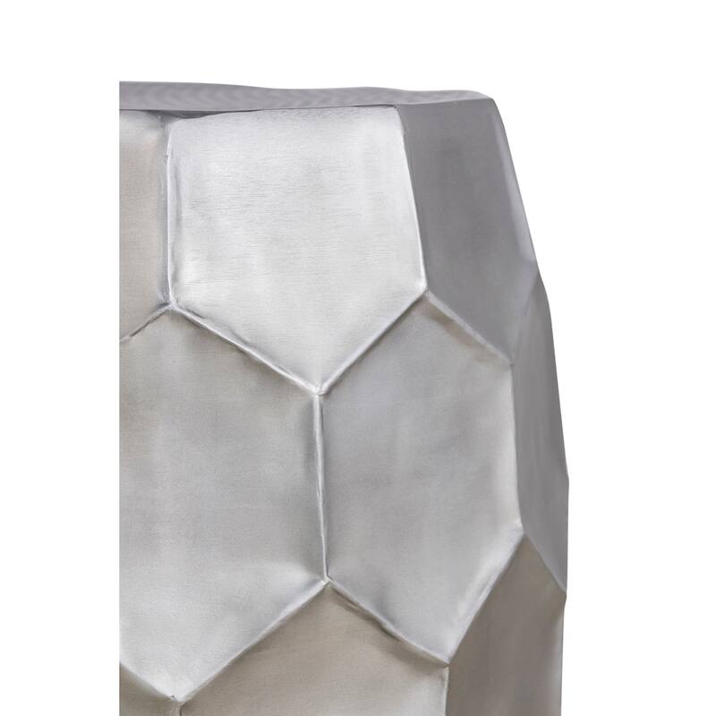 Modern Contemporary Aluminum material 21" Height End Table, Side Table with Glossy Diamond-Patterned Base