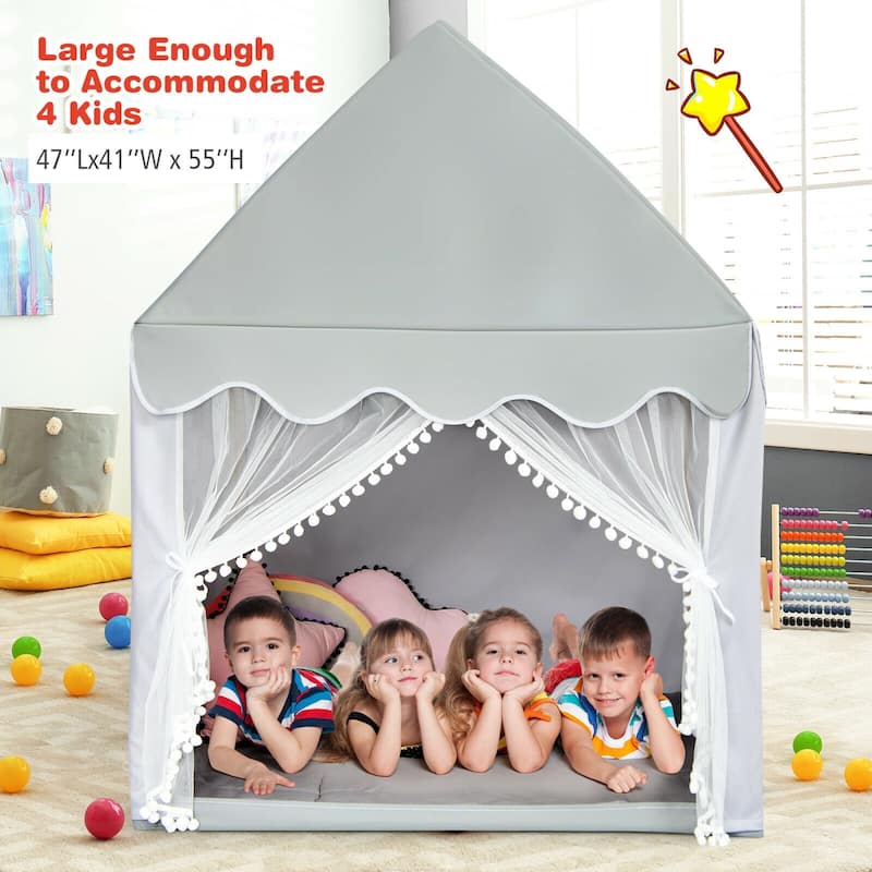 Spacious Children's Fairy Castle Play Tent with Mat for Imaginative Play - 41" x 47" x 55" (L x W x H)