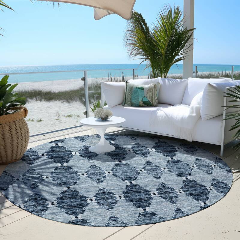 Machine Washable Indoor/ Outdoor Chantille Modern Boho Damask Rug