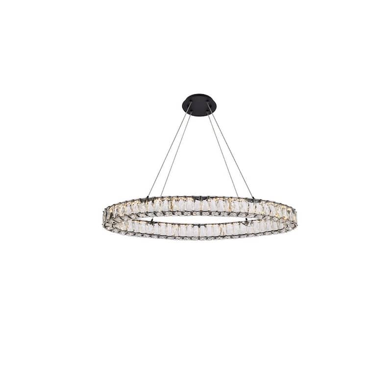 Elegant Lighting 3503D36 Monroe 36" Wide LED Crystal Linear Chandelier - Black
