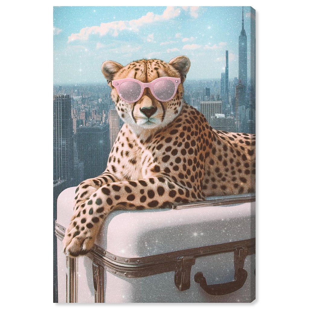 Cheetah Luggage NYC Canvas by Art Remedy, Gallery Wrapped