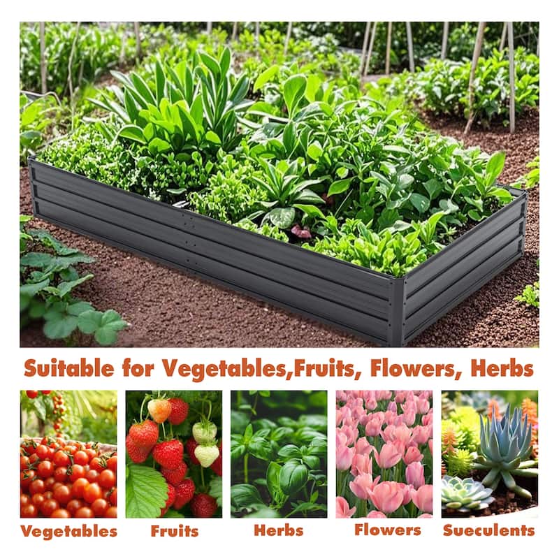 GDFStudio - Olivia Outdoor Galvanized Steel Raised Garden Bed Planter Box
