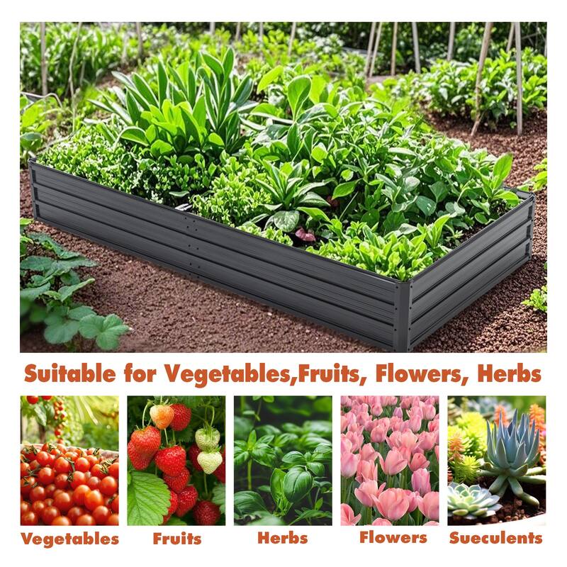 Galvanized Raised Garden Beds Outdoor/8×4×1 ft Planter Raised Beds for Gardening, Vegetables, Flowers/Large Metal Garden Box