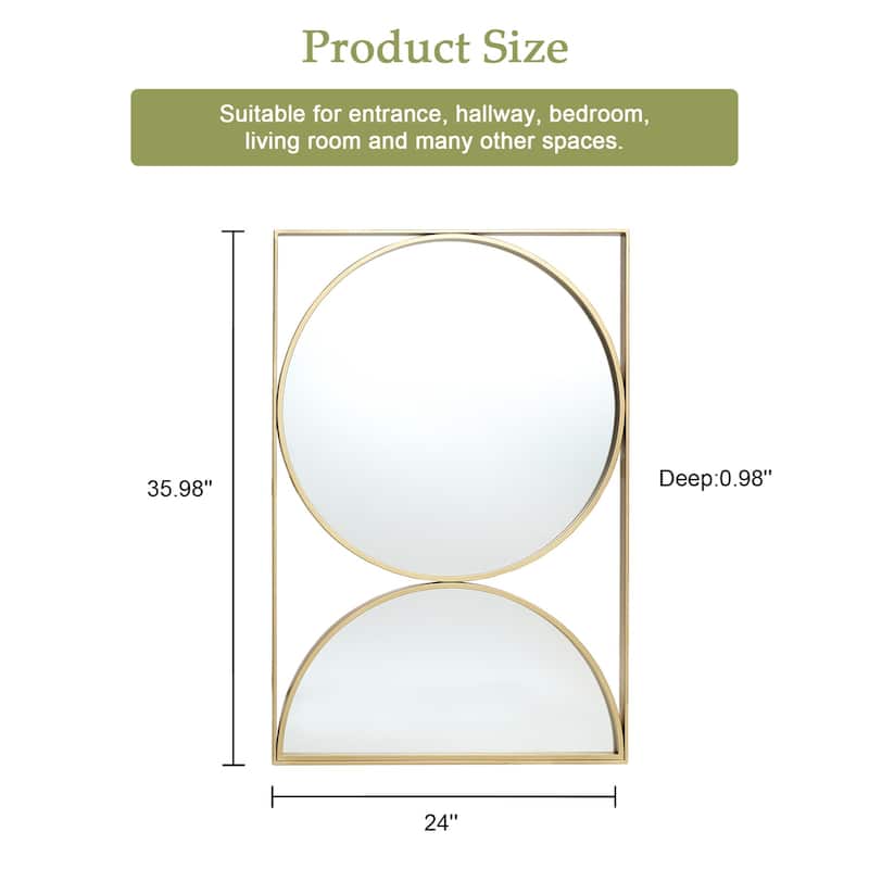 Gold Hourglass Frame Metal Modern Accent Wall Mirror - 35.98" H x 24" W x 0.98" D