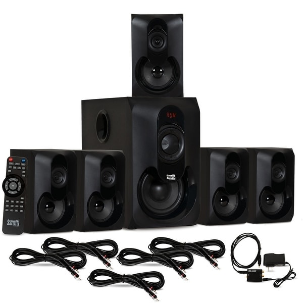 Acoustic Audio AA5301 Bluetooth 5.1 Speaker System Optical Input & 5 Ext Cables