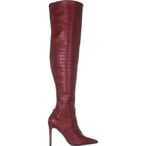 dark red over the knee boots