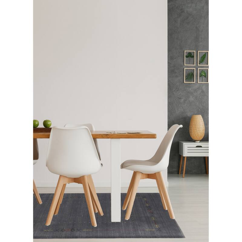 ECARPETGALLERY Hand Loomed Kashkuli Gabbeh Dark Grey Wool Rug - 5'3 x 6'11