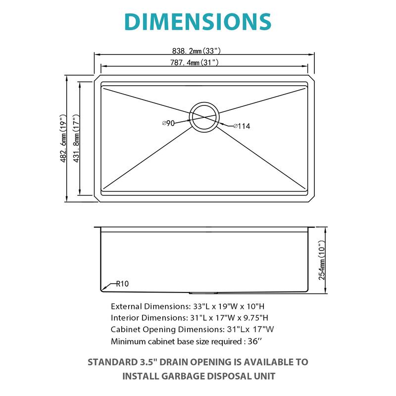 Undermount 16 Gauge Single Bowl Stainless Steel Kitchen Sink in Gold