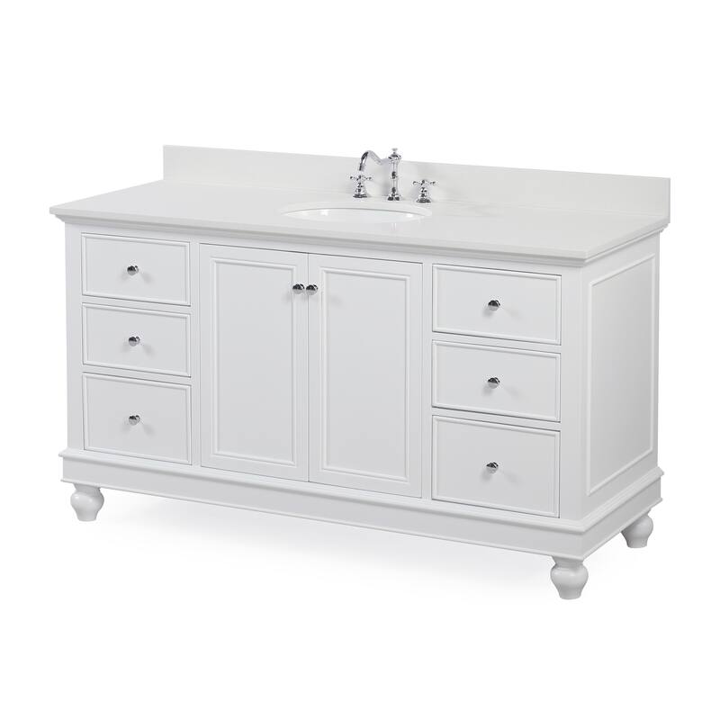 KitchenBathCollection Bella 60" Single Bathroom Vanity with Quartz Top