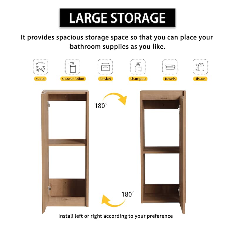 Beingnext 12"/36" Wall Mounted Bathroom Side Cabinet With Soft Close Door And Shelf