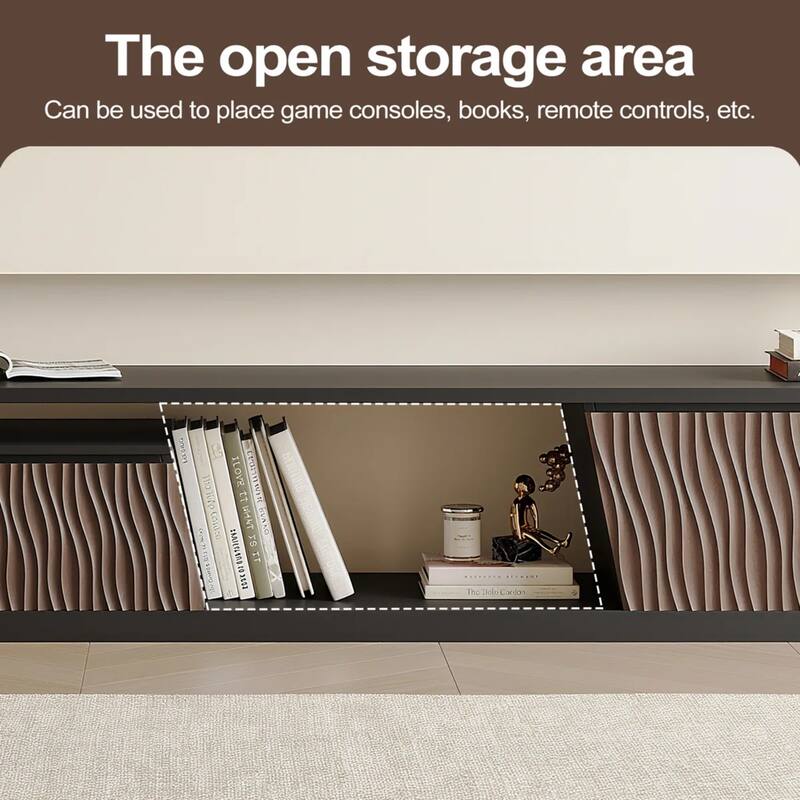 Retracted Extendable TV Stand Media Console In Stretch With 3-Drawers