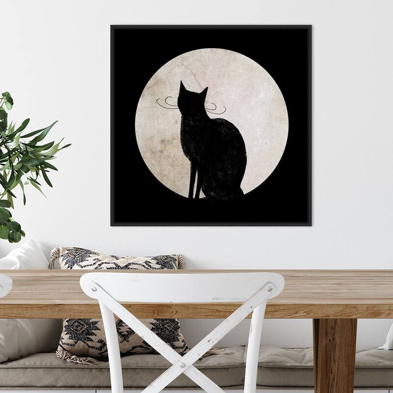 Mystic Moon I Cat by Victoria Borges Canvas Art Framed - Sylvie Black