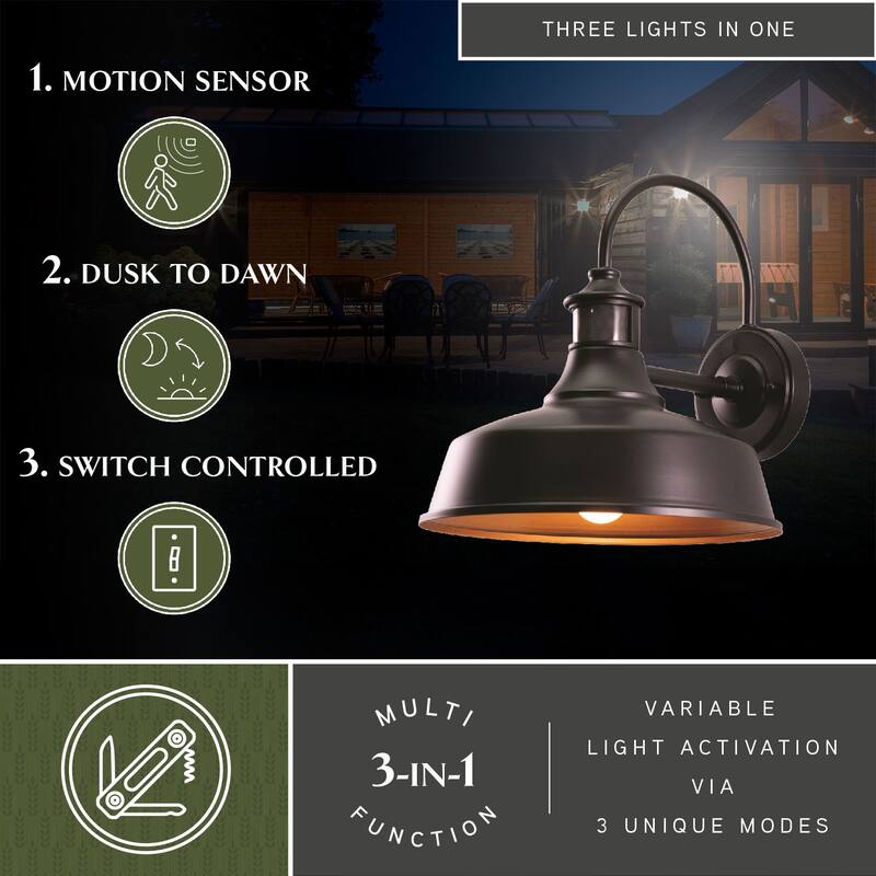 Dorado Bronze Motion Sensor Dusk to Dawn Farmhouse Barn Dark Sky Outdoor Wall Light