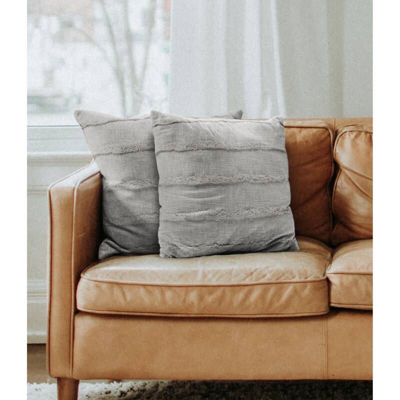 Guajira Set of 2 Textured Stripe Cotton Throw Pillow Covers, 20" x 20", 2 PCS (Covers Only) by Sevita