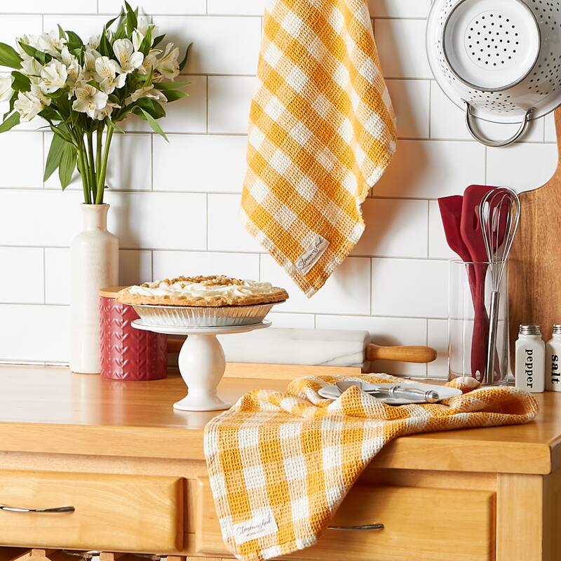 DII Washed Waffle Woven Dishtowel Set of 2