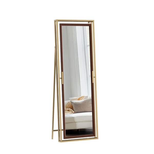 Full Length Dressing Mirror with Gold Metal Frame Adjustable Angle Floor or Wall Mirror - Bed Bath & Beyond - 41783395 Full Length Dressing Mirror with Gold Metal Frame Adjustable Angle Floor or Wall Mirror - Bed Bath & Beyond - 41783395