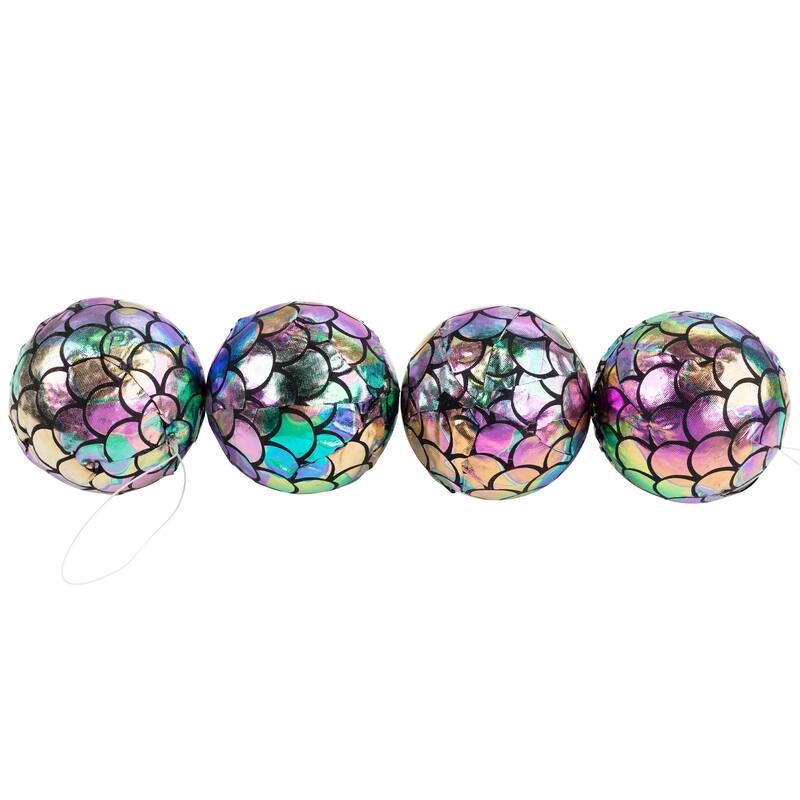 Mermaid Iridescent Christmas Ball Ornaments - 2.75" - Multicolor - Set of 4