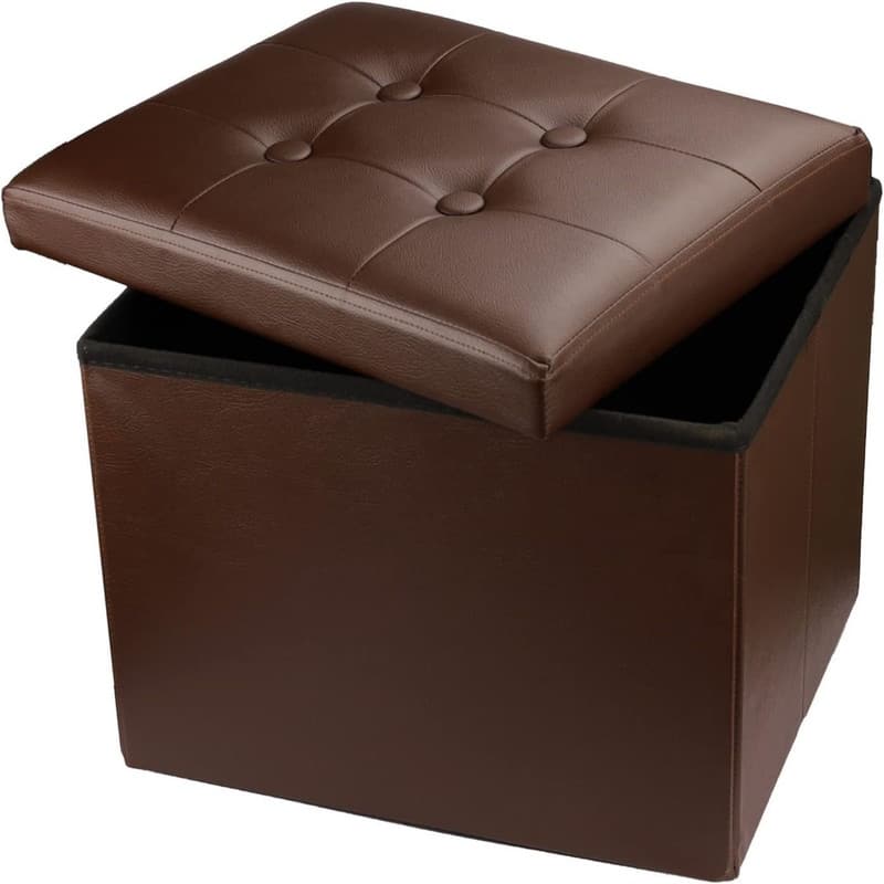 Ottoman Folding L17W13H13inches - Brown