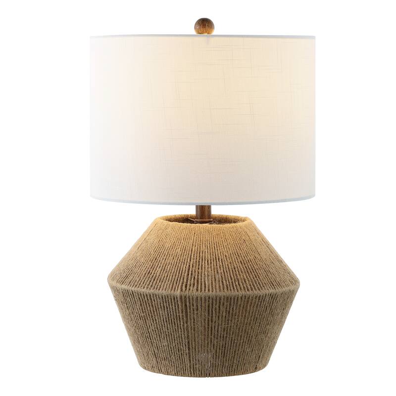 Theodore 21.75" Coastal Rustic Iron/Rope LED Table Lamp, Brown by JONATHAN Y