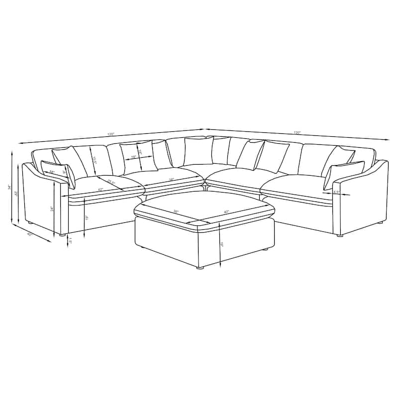 Hobson 6-piece Upholstered Modular Sectional Sofa