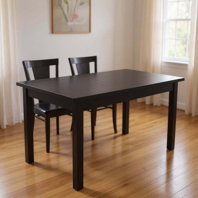 HomeRoots 48" Black Solid Wood Dining Table - 48.00 in. x 30.00 in. x 27.00 in. - Black - 48.00 in. x 30.00 in.  x 27.00 in.