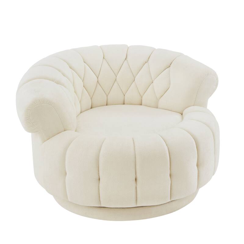 360° Swivel Chair Accent Chair Chenille Upholstered Single Sofa Chair Round Club Chair for Living Room Bedroom