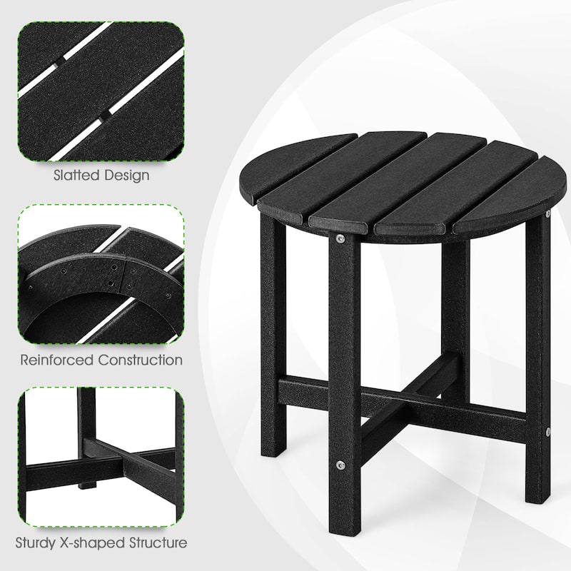 Gymax 2PCS 18''Adirondack Side Table Weather Resistant HDPE Garden