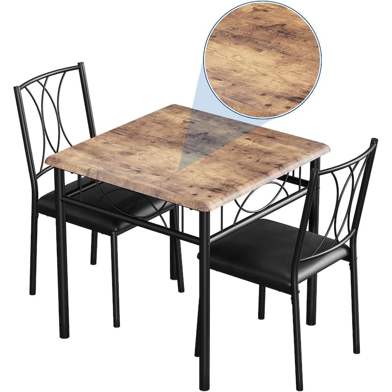 Dining Table and Upholstered Chairs Set 2, Metal Frame Compact Dining