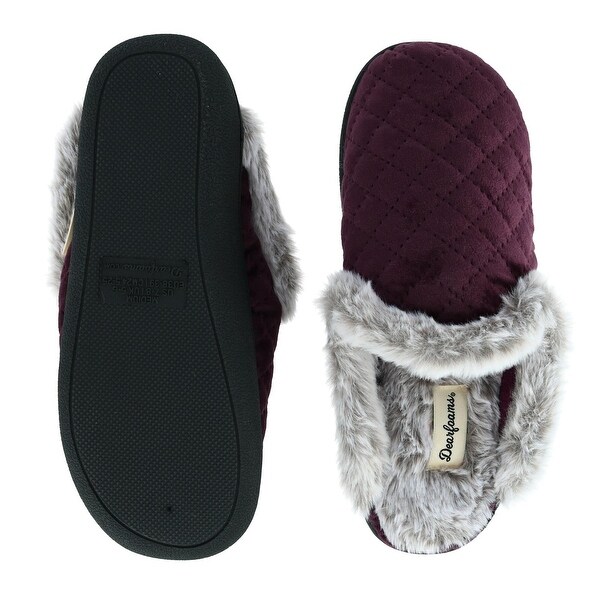 Dearfoams Women/'s Plush Velour Slippers small 5-6 memory foam insole washable