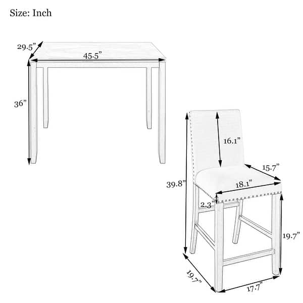 Luxury 5Piece Counter Height Dining Table Set with Marble Dining Table