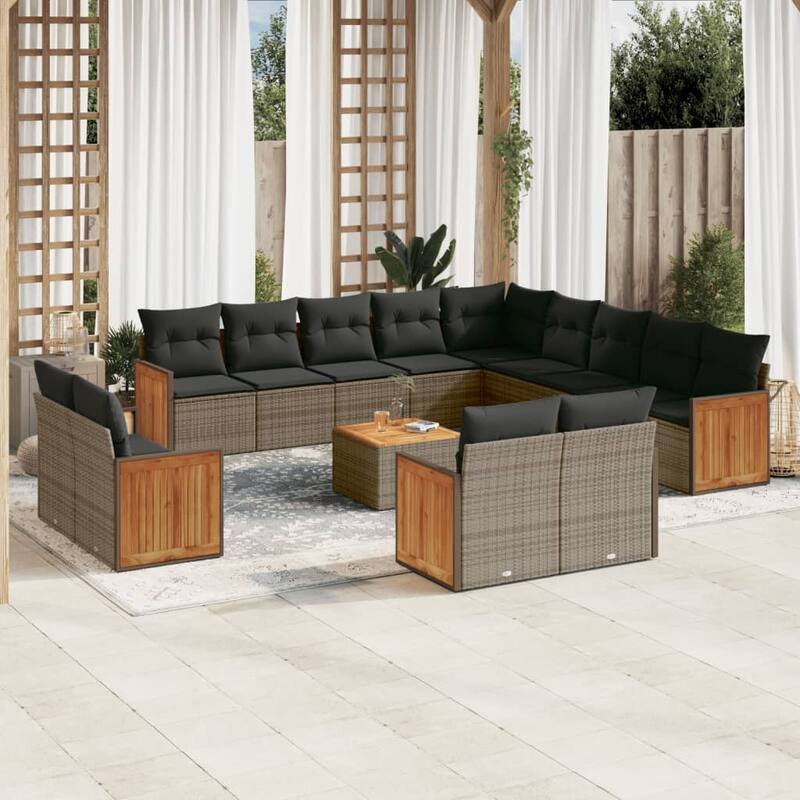 vidaXL Patio Sofa Set with Cushions Outdoor Conversation Furniture Poly Rattan