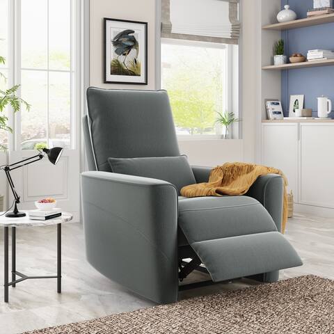 Nestfair Gray Microfiber Manual Recliner Chair with Padded Seat