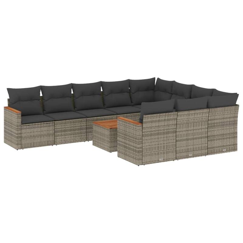 vidaXL Patio Sofa Set with Cushions Outdoor Conversation Furniture Poly Rattan