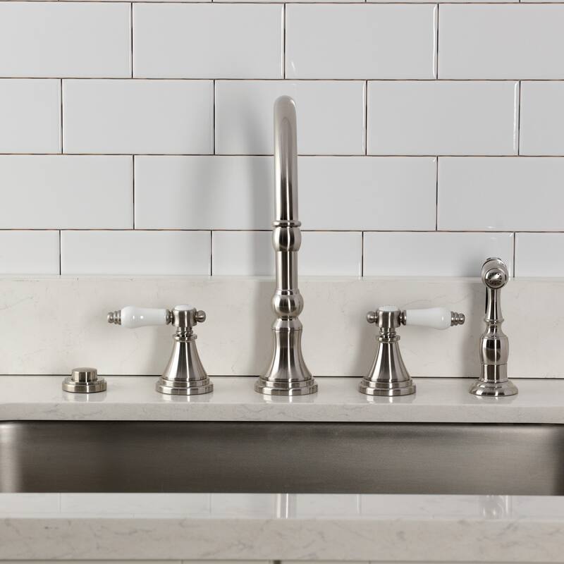 Kingston Brass Essex Double-Handle Wall-Mount Pre-Rinse Bridge Kitchen Faucet