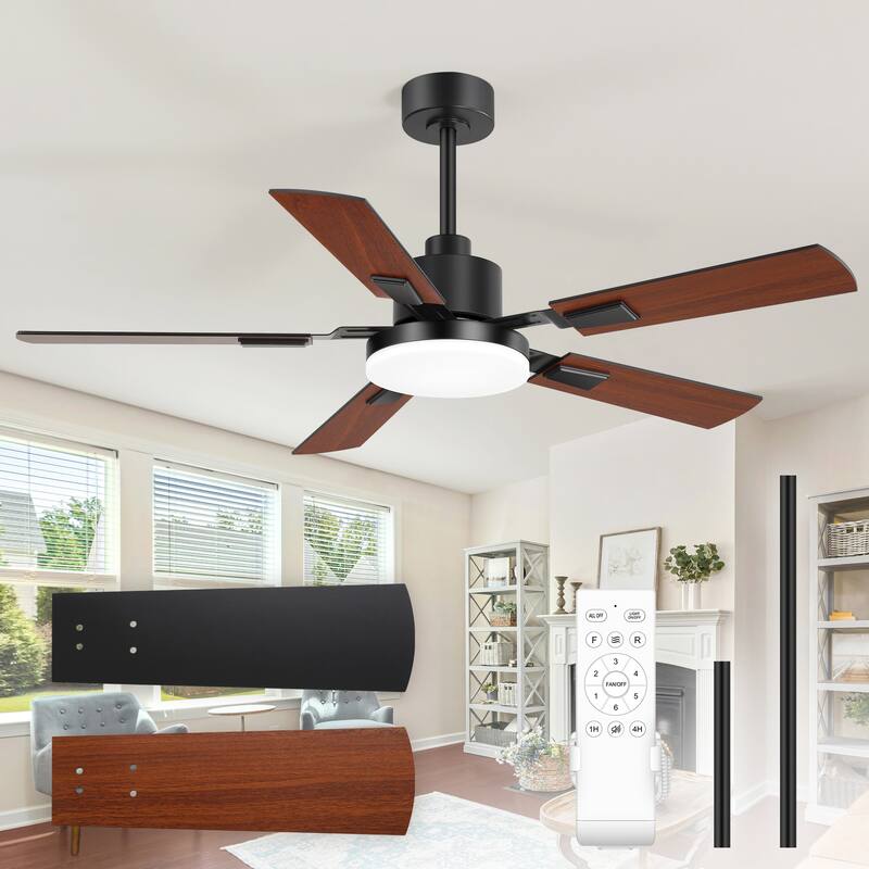 48/52/60-inch Modern Ceiling Fan with LED Light and Remote (3/5/6 Reversible Blades)