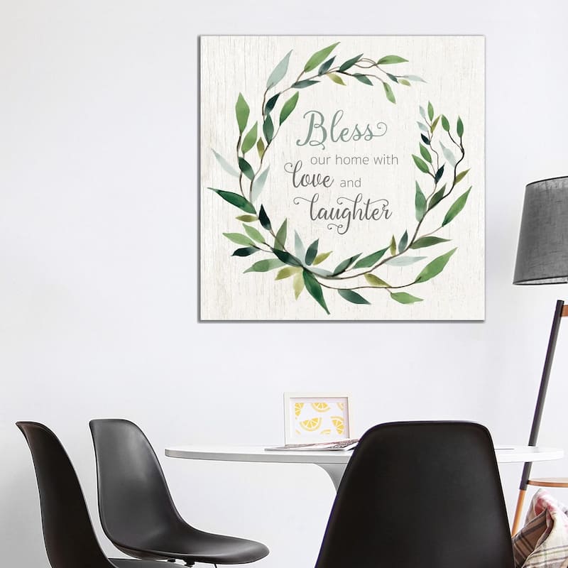 iCanvas "Bless This Home Greenery" by Carol Robinson Canvas Print - 37x37x1.5