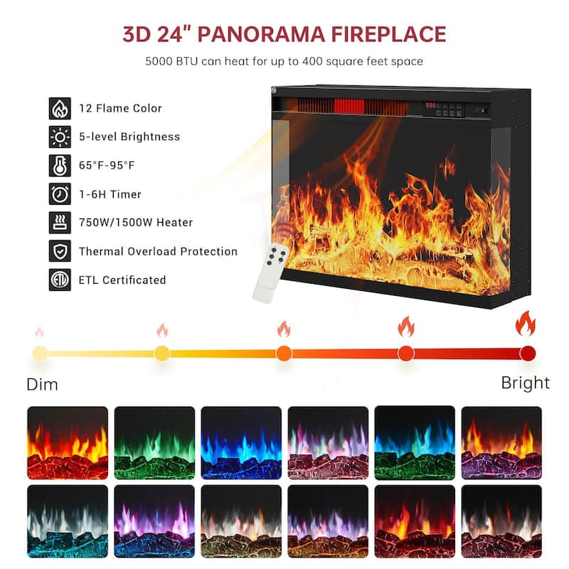 59'' Fireplace TV Stand with 3-Sided Glass Electric Fireplace