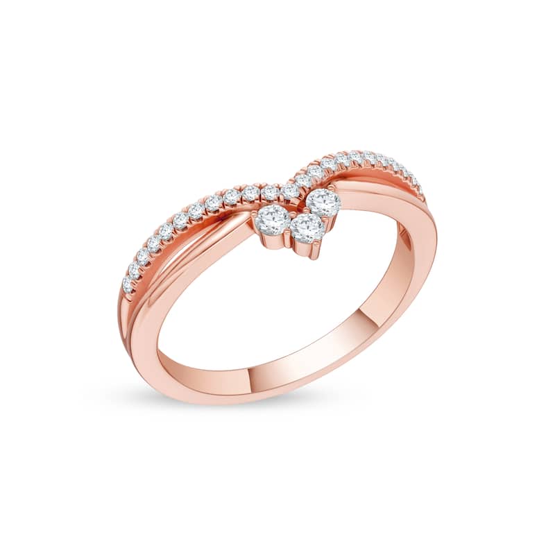 1/5ct TDW Diamond Contour Wedding Band in 10k Gold for Women