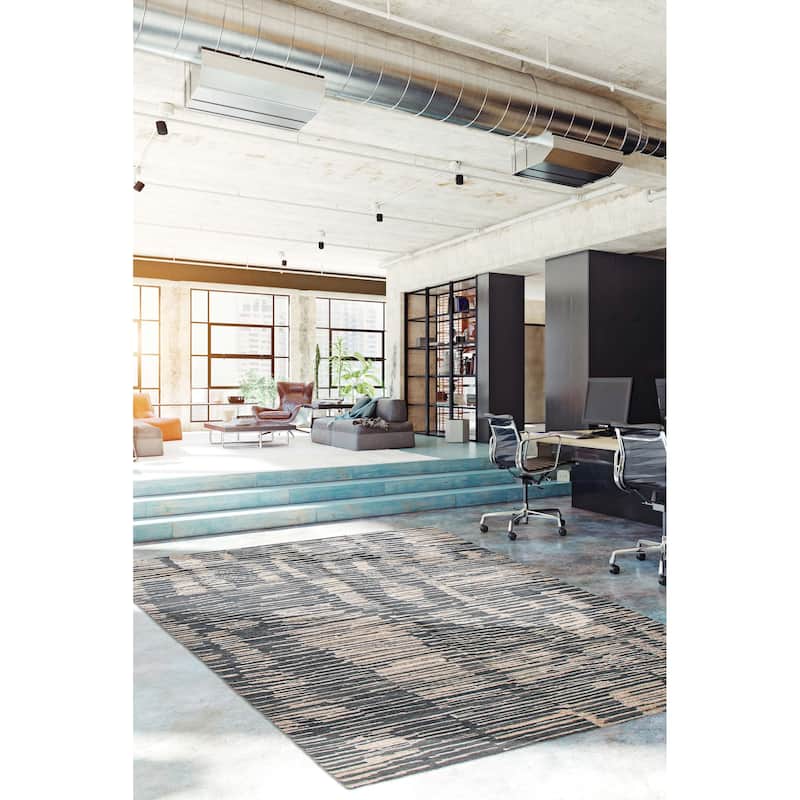 ECARPETGALLERY Hand-knotted Tangier Grey Wool Rug - 6'9 x 9'9