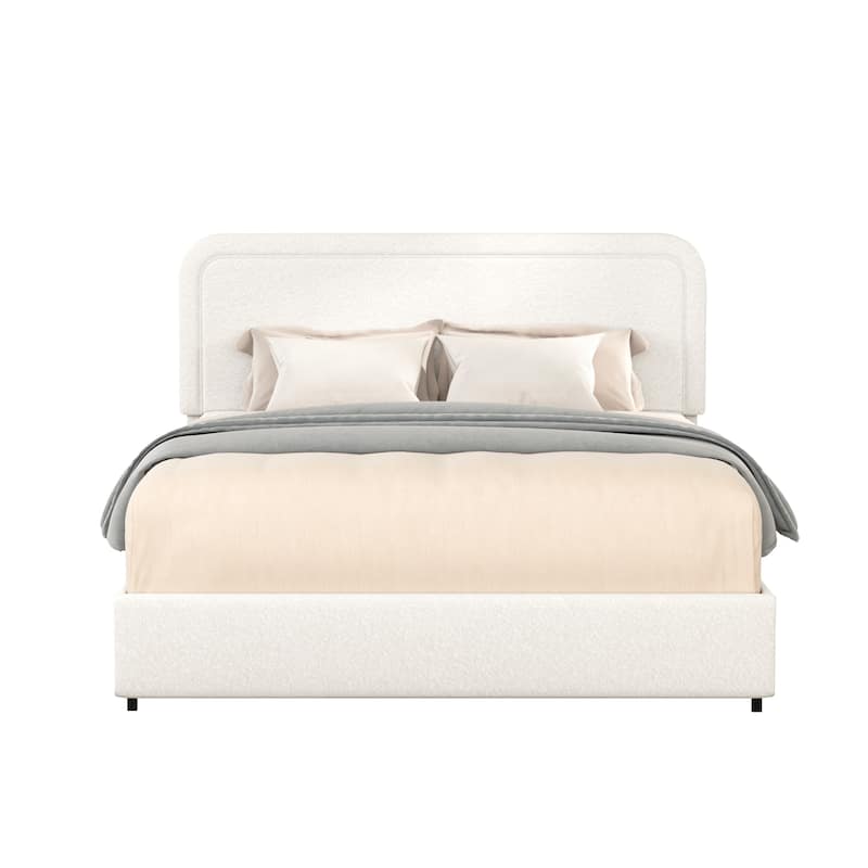 Christopher Knight Home Valle Queen Sized Boucle Upholstered Platform Bed with Drawers, Ivory